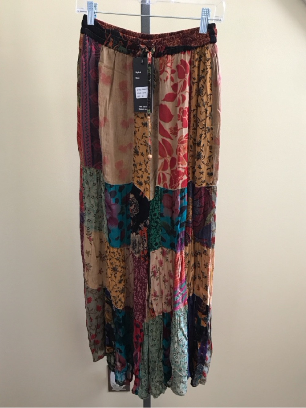 Boho Patchwork Wide Leg Pants - Multicolor